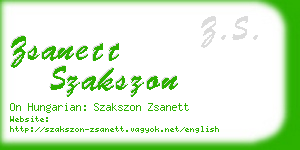 zsanett szakszon business card